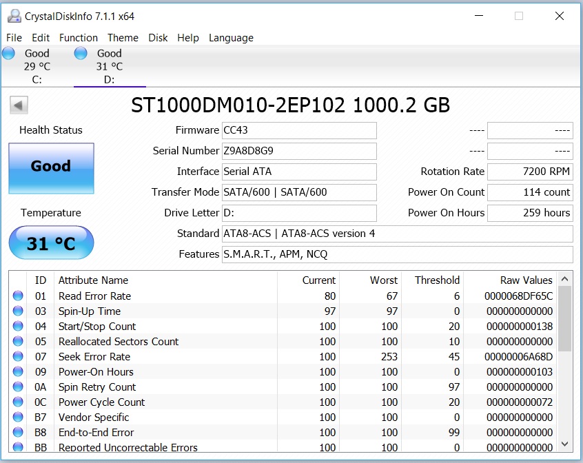CrystalDiskInfo Test Ổ cứng Seagate